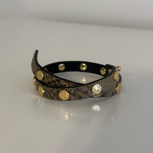 Tory Burch Snake Skin Leather Wrap Bracelet
